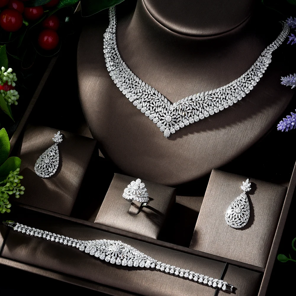 Dubai Luxury Elegant Bridal Necklace Set for Women Cubic Zirconia Wedding Jewelry Sets Brides Accessories jewelri, Silver color
Dubai Luxury Elegant Bridal Necklace Set for Women Cubic Zirconia Wedding Jewelry Sets Brides Accessories jewelri, Silver color