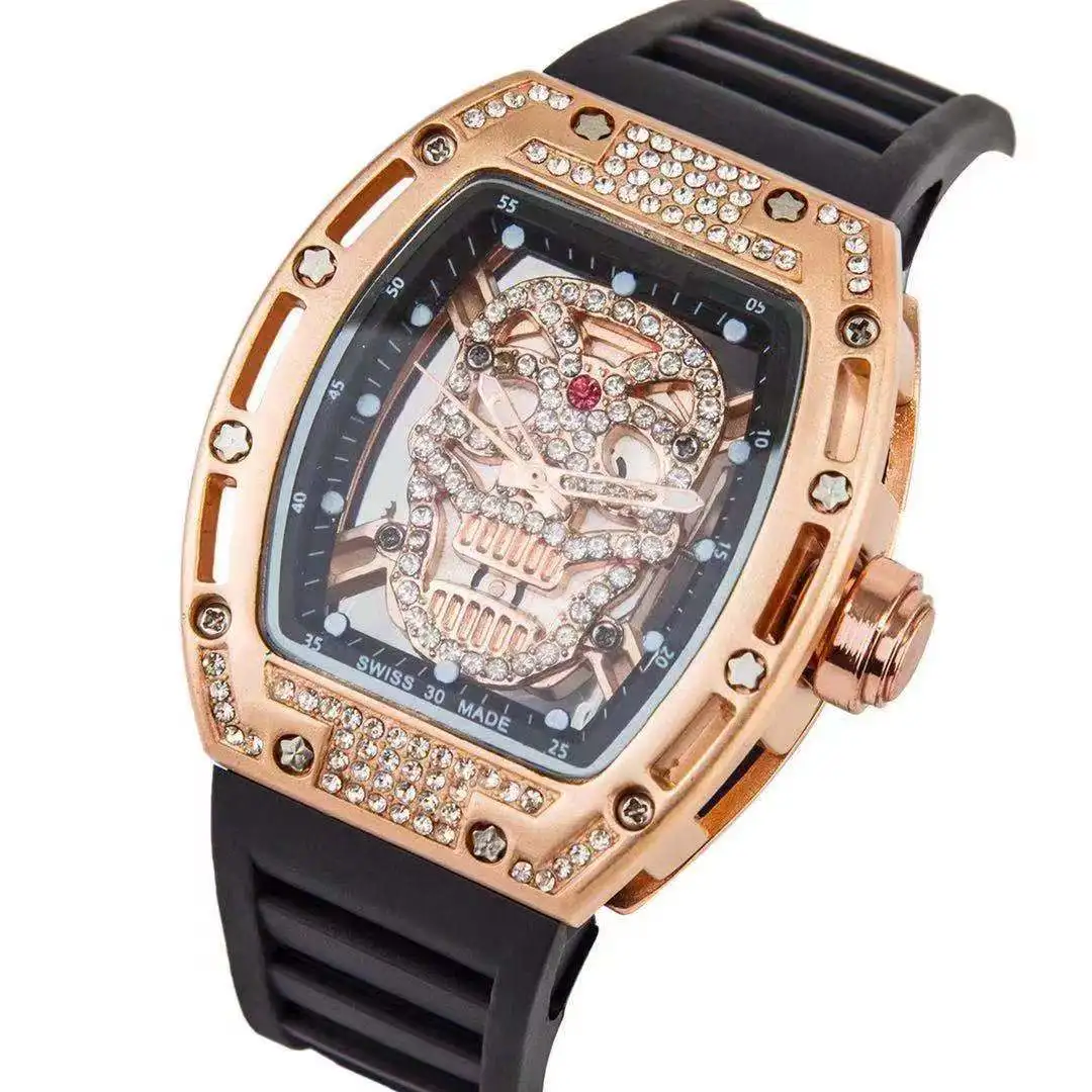 Men's Watches Male Ghost Head Inlaid Diamond Chronograph Multi-Function Silicone Strap Richard Man WristWatch
Men's Watches Male Ghost Head Inlaid Diamond Chronograph Multi-Function Silicone Strap Richard Man WristWatch