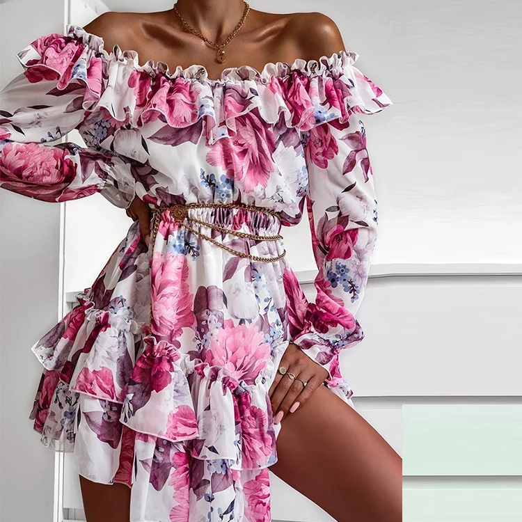 Print Slash Neck Ruffle Mini Dress Spaghetti Strap Off Shoulder Spring Women Casual Long Sleeve Dress Elegant Party Vestidos
Print Slash Neck Ruffle Mini Dress Spaghetti Strap Off Shoulder Spring Women Casual Long Sleeve Dress Elegant Party Vestidos