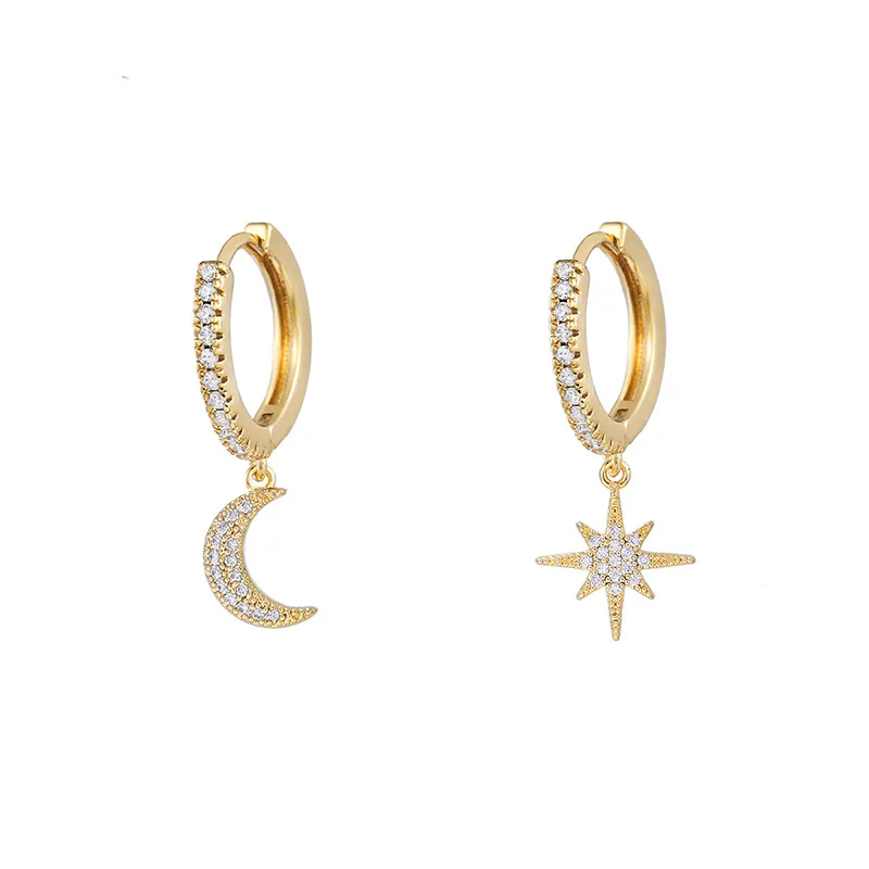 New Fashion Shiny cubic zircon Star And Moon Earrings Good Quality Hoop Earrings For Women Girls Korean Jewelry 2020
New Fashion Shiny cubic zircon Star And Moon Earrings Good Quality Hoop Earrings For Women Girls Korean Jewelry 2020