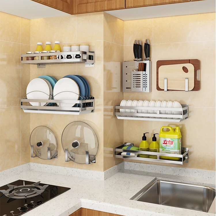 Nail-Free Mounting Wall Mounted Shelf Stainless Steel Wall Storage Kitchen Rack, Silver
Nail-Free Mounting Wall Mounted Shelf Stainless Steel Wall Storage Kitchen Rack, Silver