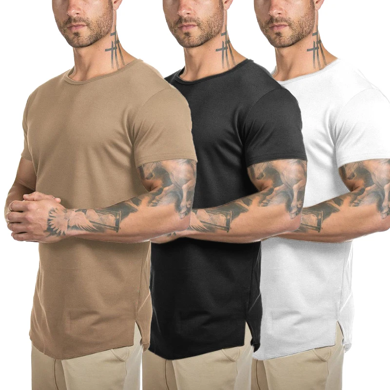 YXVT02 Wholesale custom mens activewear curved hem t-shirt slim fit fitness clothing for men, Black white khaki or customized color
YXVT02 Wholesale custom mens activewear curved hem t-shirt slim fit fitness clothing for men, Black white khaki or customized color