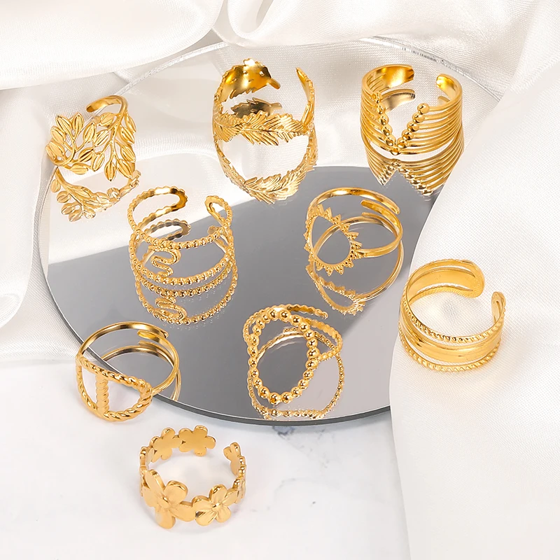 HOVANCI New Trend Fashion 7 Gold Ring Women's 18K Gold Plated Stainless Steel Adjustable Finger Rings Women
HOVANCI New Trend Fashion 7 Gold Ring Women's 18K Gold Plated Stainless Steel Adjustable Finger Rings Women