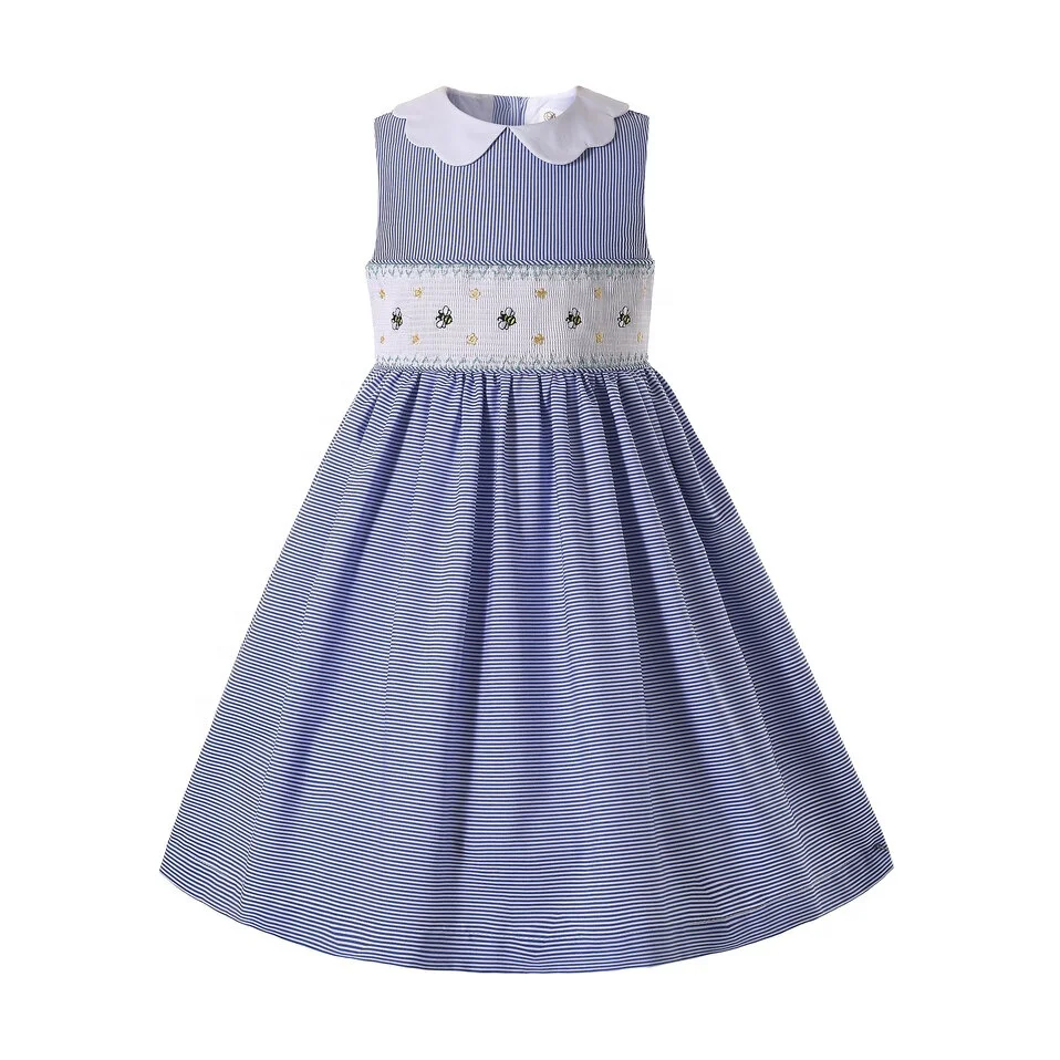 Pettigirl New Design Girl Blue Striped Dress Smocked Birthday Sleeveless Dress with Embroidery
Pettigirl New Design Girl Blue Striped Dress Smocked Birthday Sleeveless Dress with Embroidery