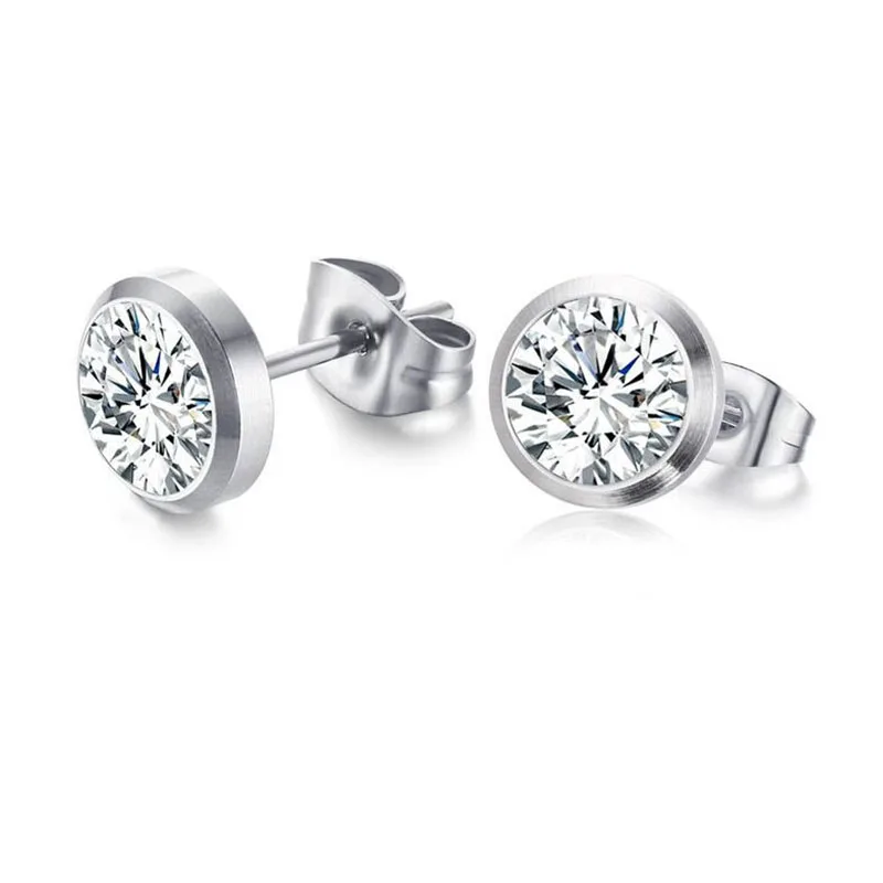 Fashion jewelry stainless steel 8mm round Zircon Stud Earrings Silver single cz stone diamond stud earrings for women
Fashion jewelry stainless steel 8mm round Zircon Stud Earrings Silver single cz stone diamond stud earrings for women
