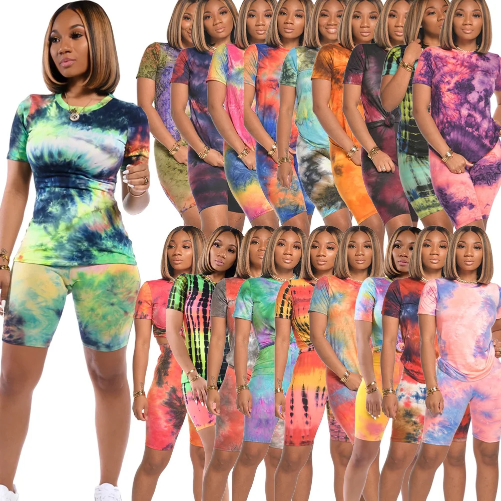 Women Outfit Tight fitting sports suit Plus Size Women Clothing Casual Short Sleeve Tie-Dye Two Pieces Shorts Set, Gray,black,pink,yellow
Women Outfit Tight fitting sports suit Plus Size Women Clothing Casual Short Sleeve Tie-Dye Two Pieces Shorts Set, Gray,black,pink,yellow
