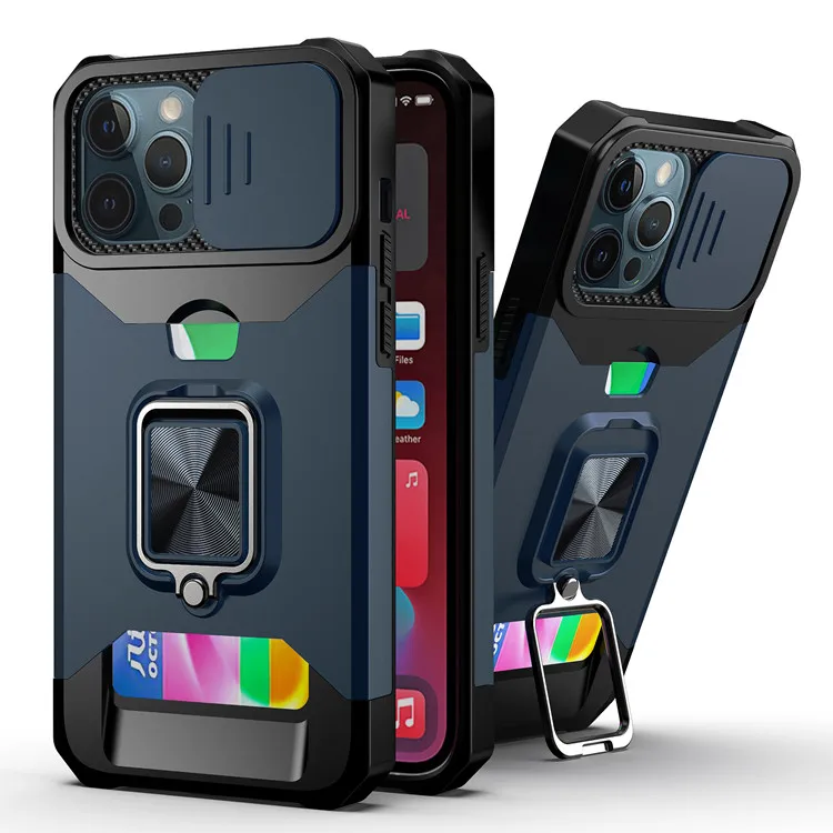 Multi function tpu sliding window card ring holder mobile phone back cover case for iPhone 13
Multi function tpu sliding window card ring holder mobile phone back cover case for iPhone 13