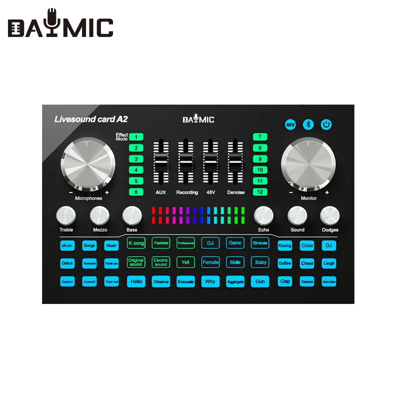

DAYMIC Studio Sound card support 48V mic Sound Mixer Audio Interface For live broadcast equipment Singing