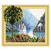 Wholesale Factory Needlework Diy Houses And Trees On The Lake In The Mountains Special Shaped Diamond Painting Mosaic Gift