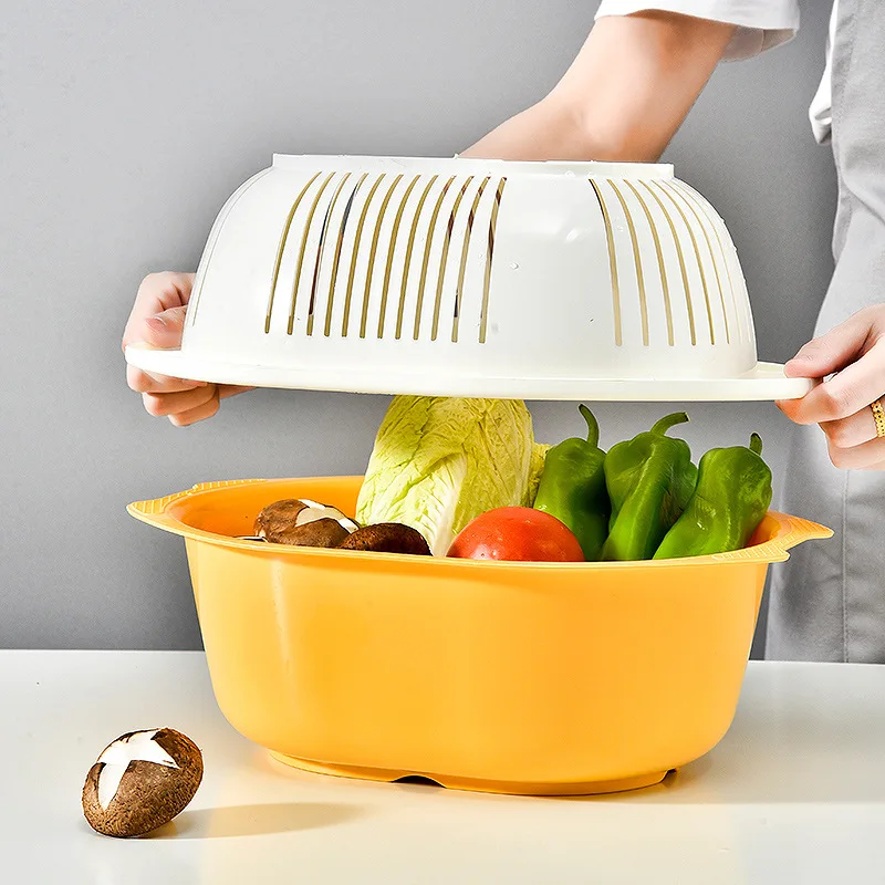 SQ21 Large Size Kitchen Storage Vegetable basket Double Layer Fruit Vegetable Drainer Nordic Style Vegetable Drain Basket, 4 colors
SQ21 Large Size Kitchen Storage Vegetable basket Double Layer Fruit Vegetable Drainer Nordic Style Vegetable Drain Basket, 4 colors