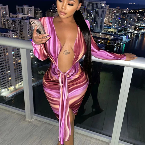2021 Summer Night Club Hot Wear Women Clothes Printed Deep V Sexy Ladies Dress Long Sleeve Female Midi Dresses, Purple
2021 Summer Night Club Hot Wear Women Clothes Printed Deep V Sexy Ladies Dress Long Sleeve Female Midi Dresses, Purple