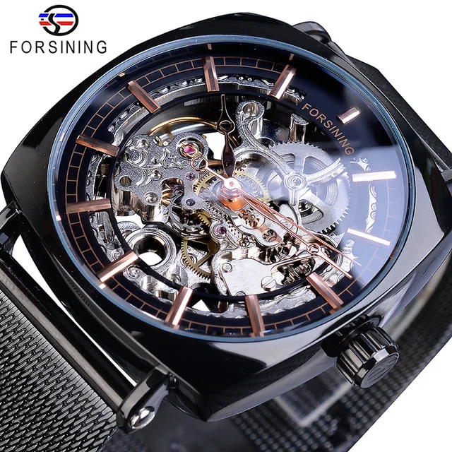 Forsining Man Fashion Mechanical Watch For Men Square Automatic Skeleton Watches Slim Mesh Steel Luxury Wristwatches Relogio, 9-colors
Forsining Man Fashion Mechanical Watch For Men Square Automatic Skeleton Watches Slim Mesh Steel Luxury Wristwatches Relogio, 9-colors