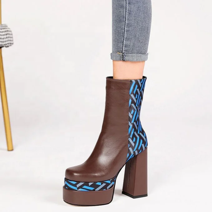 Color Matching Women Ankle Boots Round Toe Double Platform Chunky Heel Side Zipper Leather Short Booties French Retro Style
Color Matching Women Ankle Boots Round Toe Double Platform Chunky Heel Side Zipper Leather Short Booties French Retro Style