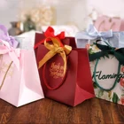 Custom Floral Red Paper Gift Bags Pink Gift Bags for Wedding Party Thank You Bags