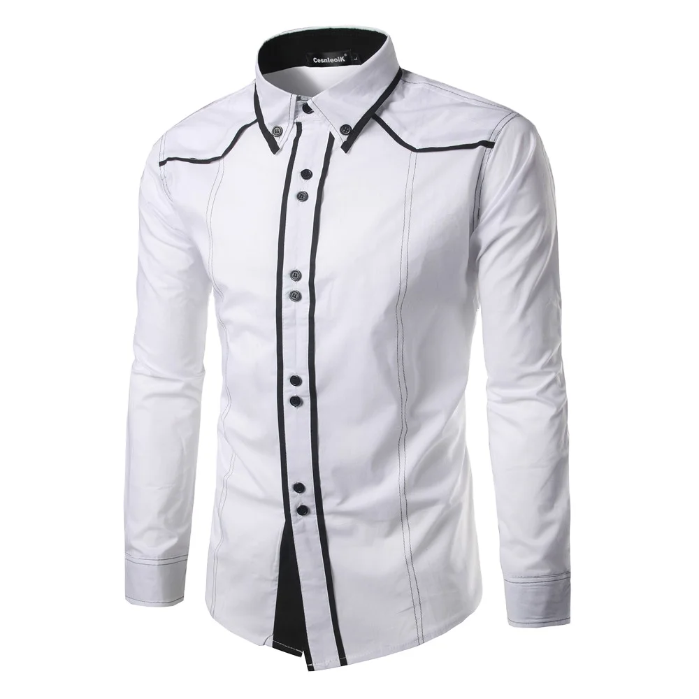 New men slim long sleeve shirt lapel personality splicing fashion multicolor optional
New men slim long sleeve shirt lapel personality splicing fashion multicolor optional