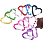 Colorful Cute Heart Shaped Snap Locking Keychain Mountaineering Hooks Aluminium Alloy Carabiner Clips Hooks