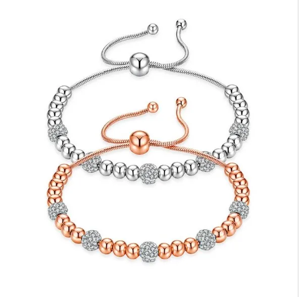 Rose gold stainless steel rhinestone beaded stretch bracelet for wholesale, As picture
Rose gold stainless steel rhinestone beaded stretch bracelet for wholesale, As picture
