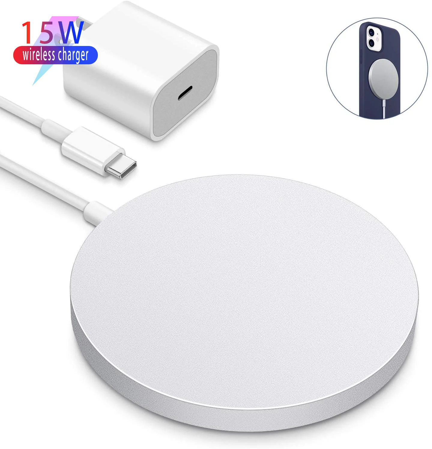 2021 New Magnetic wireless charger for Apple mobile phone for iphone12 charger Magnetic wireless charging, White
2021 New Magnetic wireless charger for Apple mobile phone for iphone12 charger Magnetic wireless charging, White