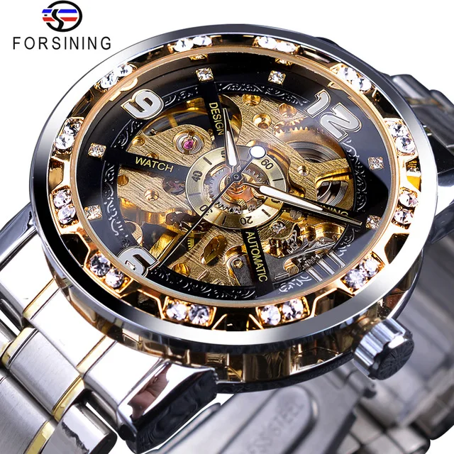 Forsining Men New Fashion Diamond Golden Skeleton Mechanical Watch Stainless Steel Luminous Watches Men Wrist Relogio Masculino, 8-colors
Forsining Men New Fashion Diamond Golden Skeleton Mechanical Watch Stainless Steel Luminous Watches Men Wrist Relogio Masculino, 8-colors