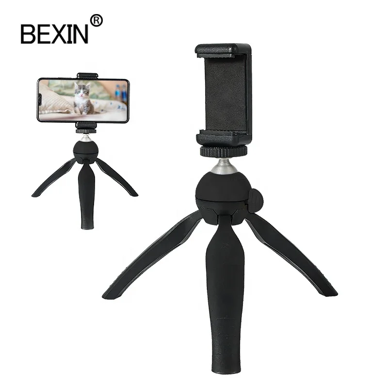 

BEXIN Lightweight Portable Desktop flexible dslr slr camera phone tabletop mini selfie stick tripod for iphone and cell phone, Black