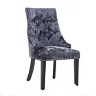 European high back velvet lion chair classic upholstered dining chairs with wooden legswholesales,dining chair velvet
