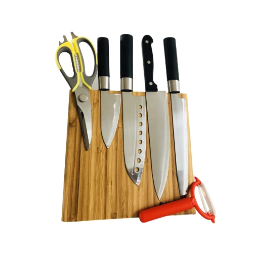 Kitchen knife set stand holder shelf bamboo magnetic chopping cutting board rack with metal stainless steel base
Kitchen knife set stand holder shelf bamboo magnetic chopping cutting board rack with metal stainless steel base