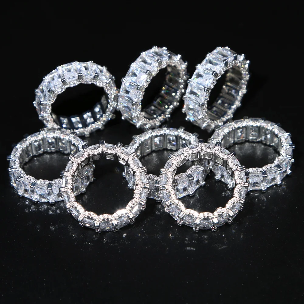 iced out bling clear cz wedding engagement band full cz eternity band iced out ring, Silver
iced out bling clear cz wedding engagement band full cz eternity band iced out ring, Silver