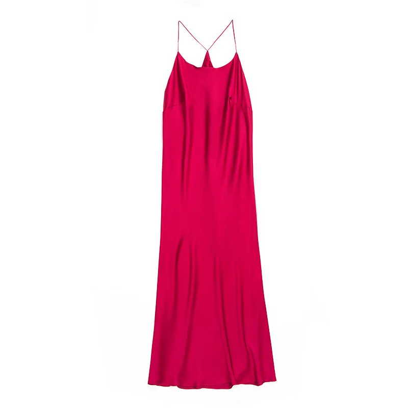 European and American ladies new silk-like sexy sleeping nightdress long and simple strap solid color silky pajamas home wear
European and American ladies new silk-like sexy sleeping nightdress long and simple strap solid color silky pajamas home wear