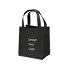 Wholesale cheap custom logo printed black small eco friendly reusable tote grocery supermarket nonwoven shopping bags