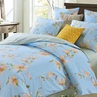 Wholesale sky blue bed sheet printing comforter set 4 pcs 100% cotton satin bedding set for adult