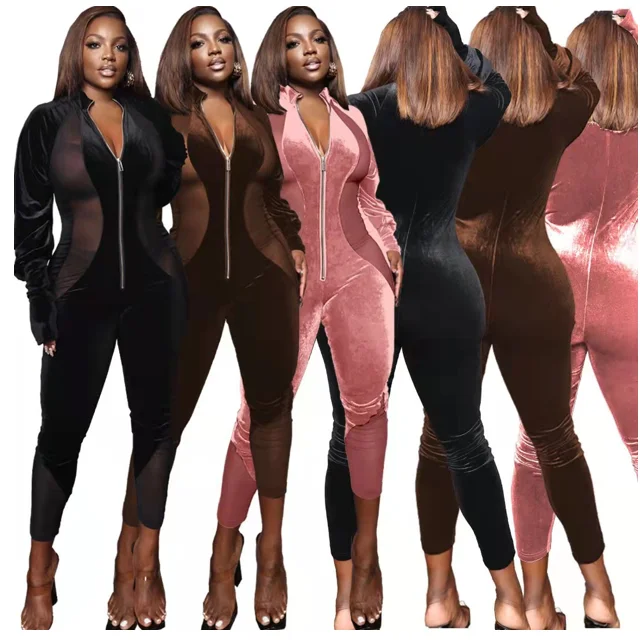 3XL Fall And Winter Ladies Sexy Velvet Jumpsuit Women Solid Color Mesh Stitching Bodysuit One Piece Suit
3XL Fall And Winter Ladies Sexy Velvet Jumpsuit Women Solid Color Mesh Stitching Bodysuit One Piece Suit