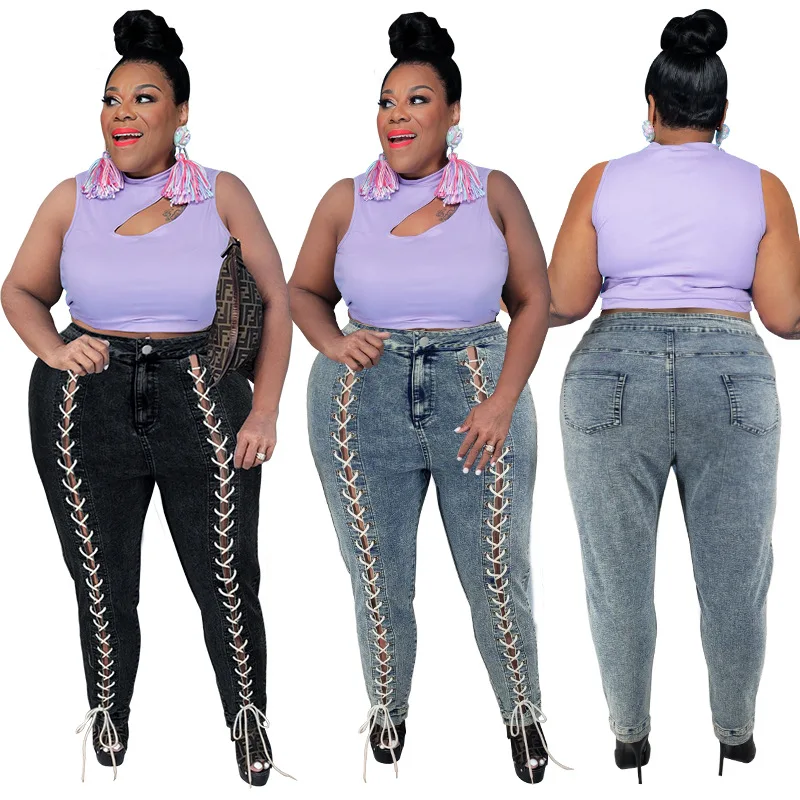 DM207 Top brand denim fall straight-leg-high waist pants drawstring cut out jeans trousers for women
DM207 Top brand denim fall straight-leg-high waist pants drawstring cut out jeans trousers for women