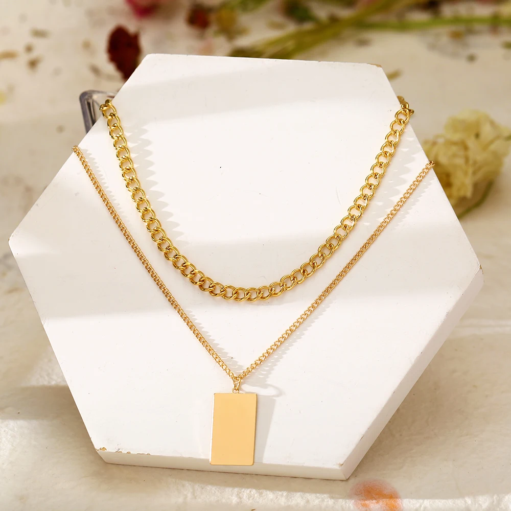 Fashion layer necklace Square pendant Chain Choker Necklace Hip Hop Charm Necklace for women
Fashion layer necklace Square pendant Chain Choker Necklace Hip Hop Charm Necklace for women