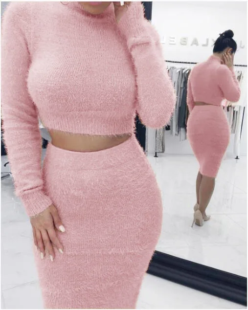 winter Pure color turtleneck long sleeve plush crop top female two piece sweater skirt for women, Picture color
winter Pure color turtleneck long sleeve plush crop top female two piece sweater skirt for women, Picture color