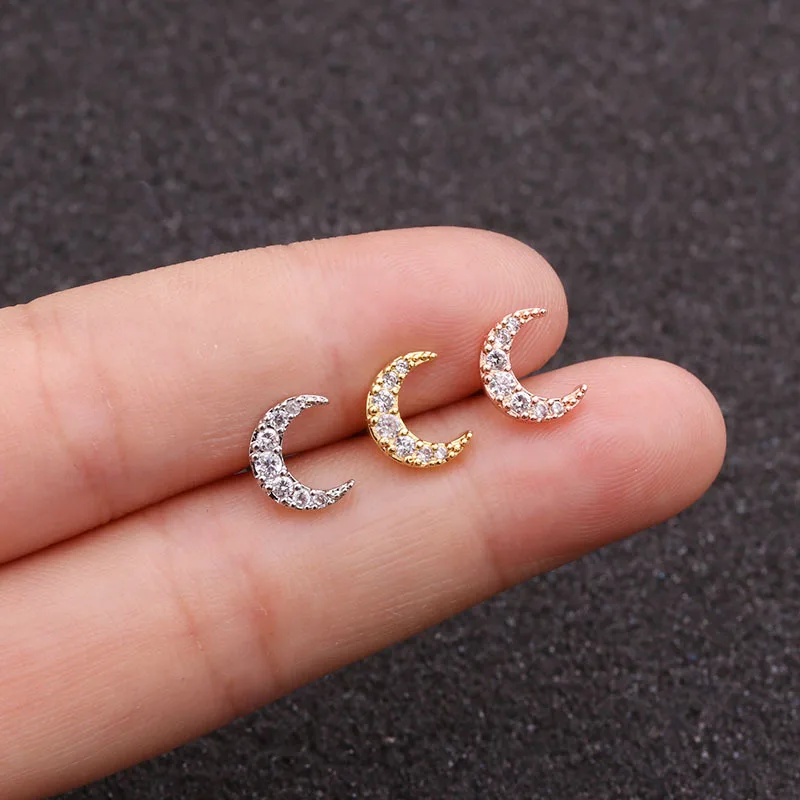 2021 Sailing Piercing Jewelry Moon Charms CZ Cartilage Stud Earrings Earlobe Moon Screw Back Stud Earring
2021 Sailing Piercing Jewelry Moon Charms CZ Cartilage Stud Earrings Earlobe Moon Screw Back Stud Earring