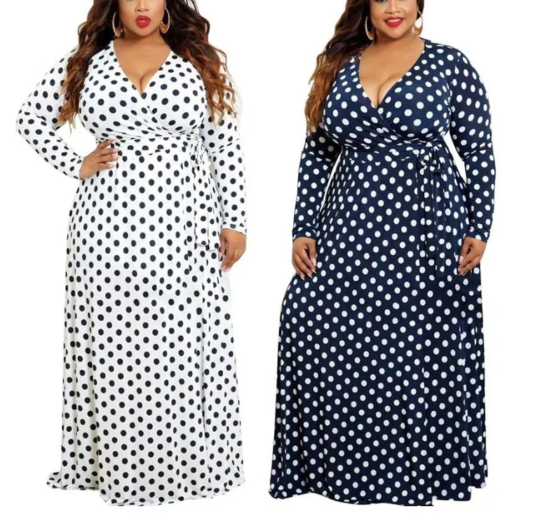 Hot Selling Women Dots Printing Design Fashion Summer Dress Long Sleeve V Neck Casual Dresses Plus Size, As picture
Hot Selling Women Dots Printing Design Fashion Summer Dress Long Sleeve V Neck Casual Dresses Plus Size, As picture