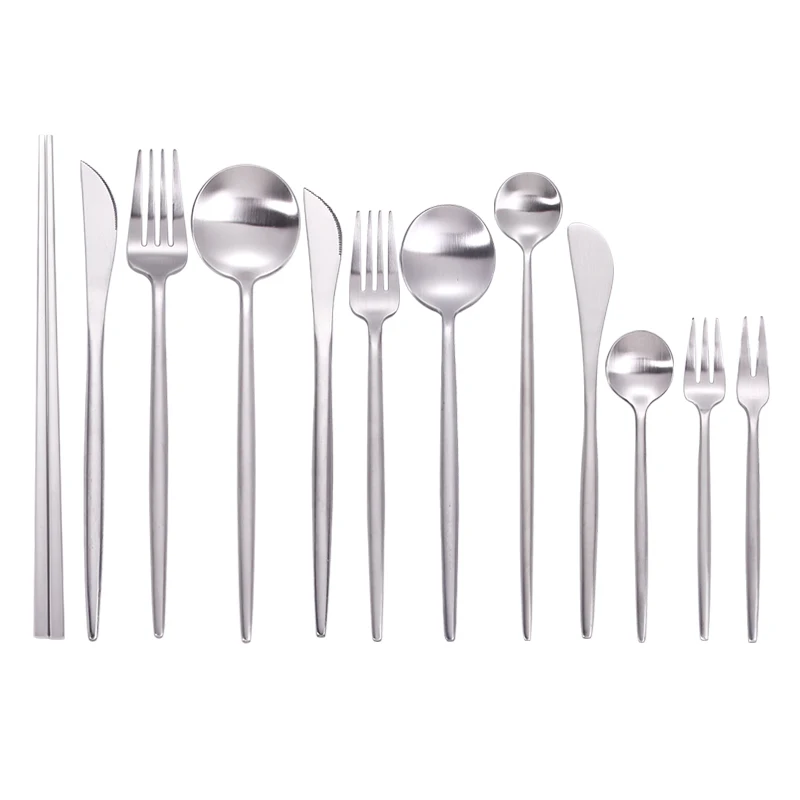 Luxury Cutlery Silver Handle Stainless Steel Fork And Spoon Set Silverware Camping Flatware
Luxury Cutlery Silver Handle Stainless Steel Fork And Spoon Set Silverware Camping Flatware