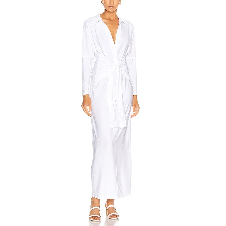 Long Sleeve Wrap Tie Waist Ladies White Long Shirt Dress, As picture or select from color card
Long Sleeve Wrap Tie Waist Ladies White Long Shirt Dress, As picture or select from color card