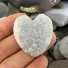 Slice Natural Crystal Agate and Polish Round Heart Shape Pendant Decorative