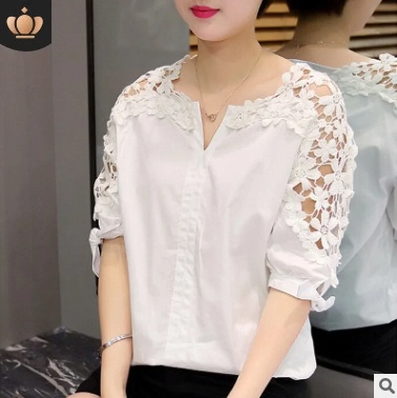 Wholesale 2021 Summer New Style Plus Size Women's Loose Korean Version of The Hollow Blouse Lace Bottoming Shirt Ladies Blouse
Wholesale 2021 Summer New Style Plus Size Women's Loose Korean Version of The Hollow Blouse Lace Bottoming Shirt Ladies Blouse
