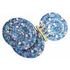 Cord Edge Irregular Plates Picnic Table Set Plastic Dinning Ware Melamine Plate Flower Decal Dishes