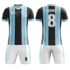 Factory wholesale Short Sleeves V Neck Blue and Black Jersey Football Custom T Shirt soccer jersey for men