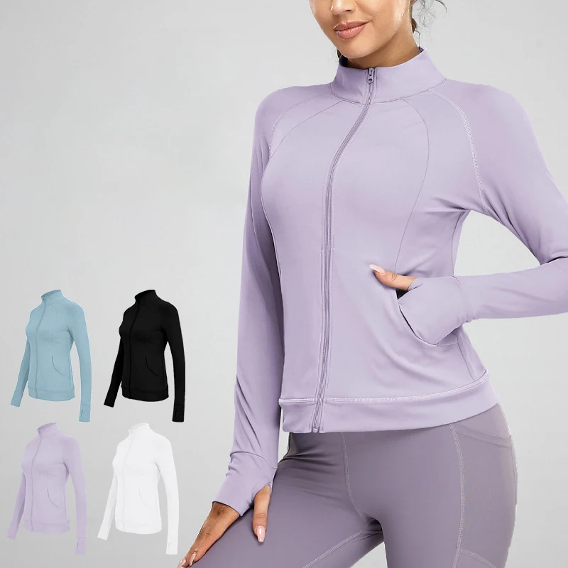 women long sleeve finger holes gym fitness zip up yoga sport jacket with phone pocket
women long sleeve finger holes gym fitness zip up yoga sport jacket with phone pocket