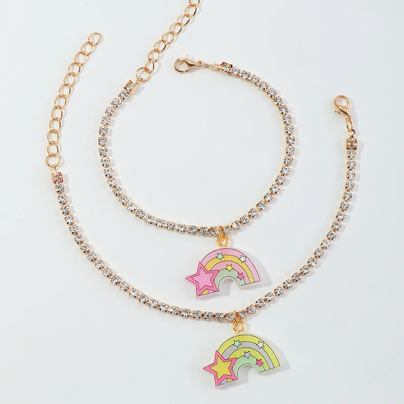 2pcs/set Wholesale Fashion Bracelet Rainbow Gemstone Bracelets Natural Diamond Bangle Bracelet For Girls, Colourful
2pcs/set Wholesale Fashion Bracelet Rainbow Gemstone Bracelets Natural Diamond Bangle Bracelet For Girls, Colourful