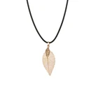 Natural Filigree Leaf Long Pendent Necklace Real Leaf Trendy Bohemian Necklace