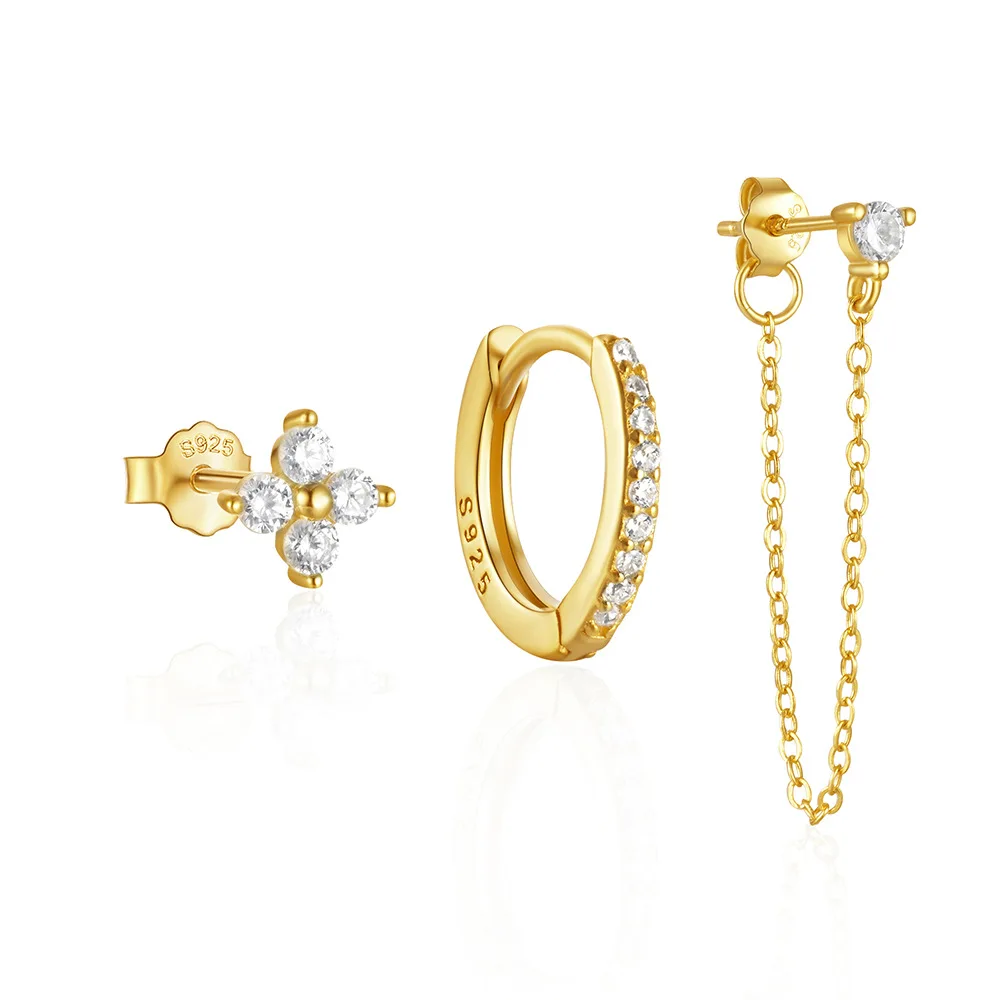 fashion earrings set jewelry 925 sterling silver flower zircon chain stud earrings round gold plated huggie hoop earrings women
fashion earrings set jewelry 925 sterling silver flower zircon chain stud earrings round gold plated huggie hoop earrings women