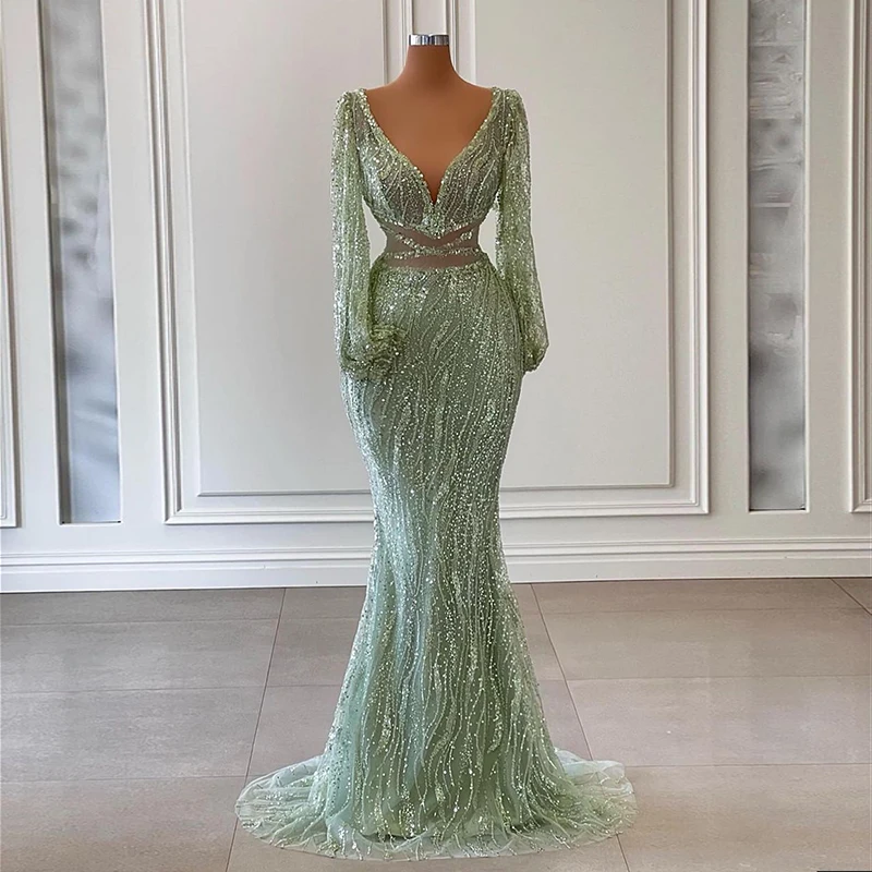 Scz027 Luxury Beaded Mermaid Mint Green Evening Dress 2023 Sexy V-Neck African Prom Party Dresses For Women Wedding
Scz027 Luxury Beaded Mermaid Mint Green Evening Dress 2023 Sexy V-Neck African Prom Party Dresses For Women Wedding