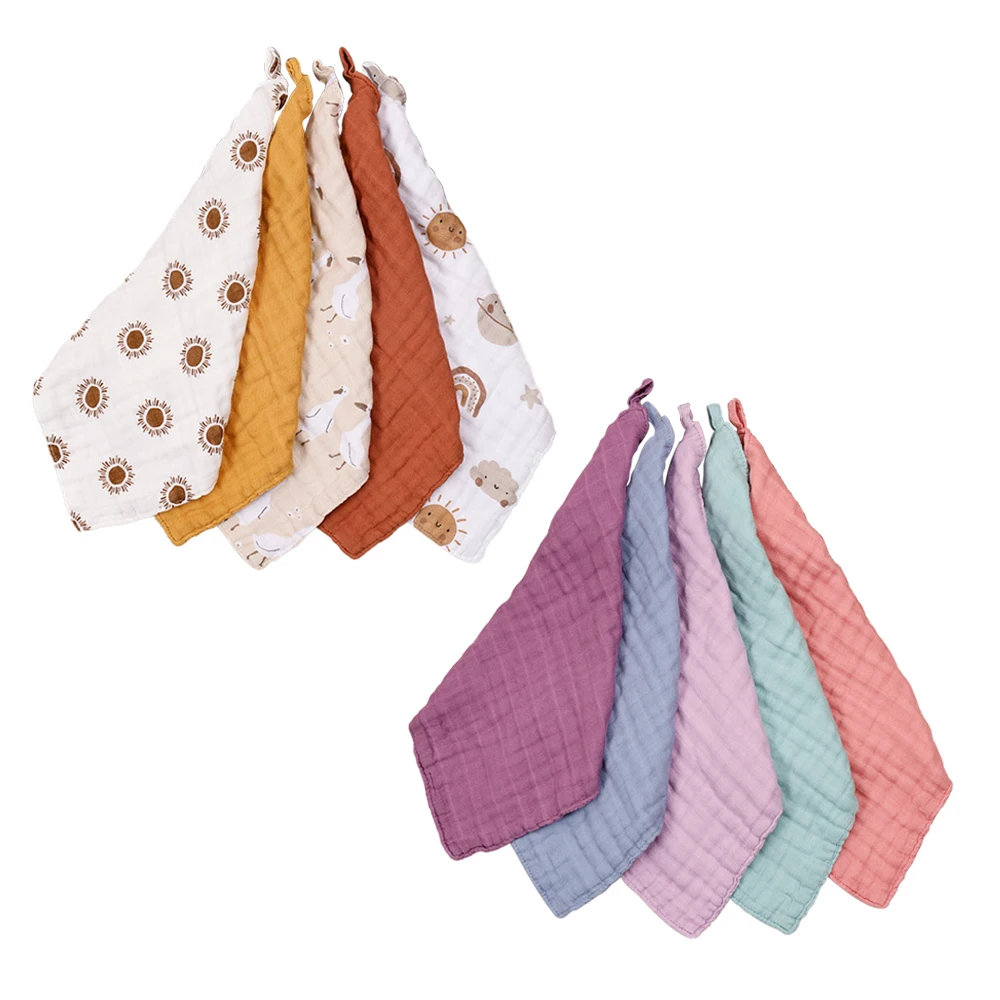 

Kangobaby Muslin Burp Cloths 5Pack 70% bamboo+30% cotton Baby Washcloths for Boys Girls Super Soft Absorbent baby towel