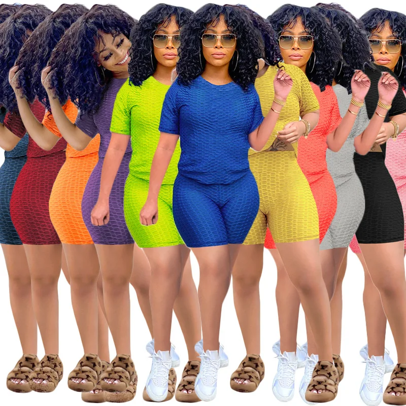 Women summer round neck solid color short sleeve two piece yoga shorts casual sexy sports suit set, Picture
Women summer round neck solid color short sleeve two piece yoga shorts casual sexy sports suit set, Picture