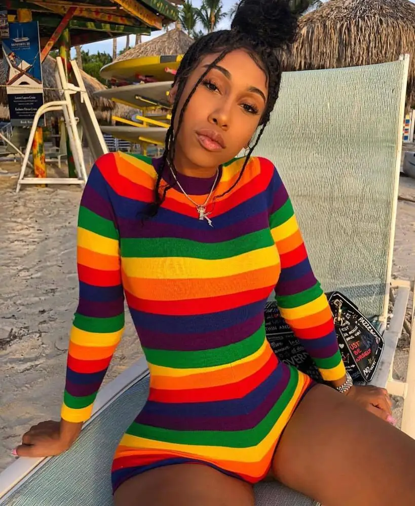 2021 Hot Sales Striped Rainbow Print Ladies Sexy Bodycon Long Sleeve Short Jumpsuit for Women, As picture
2021 Hot Sales Striped Rainbow Print Ladies Sexy Bodycon Long Sleeve Short Jumpsuit for Women, As picture